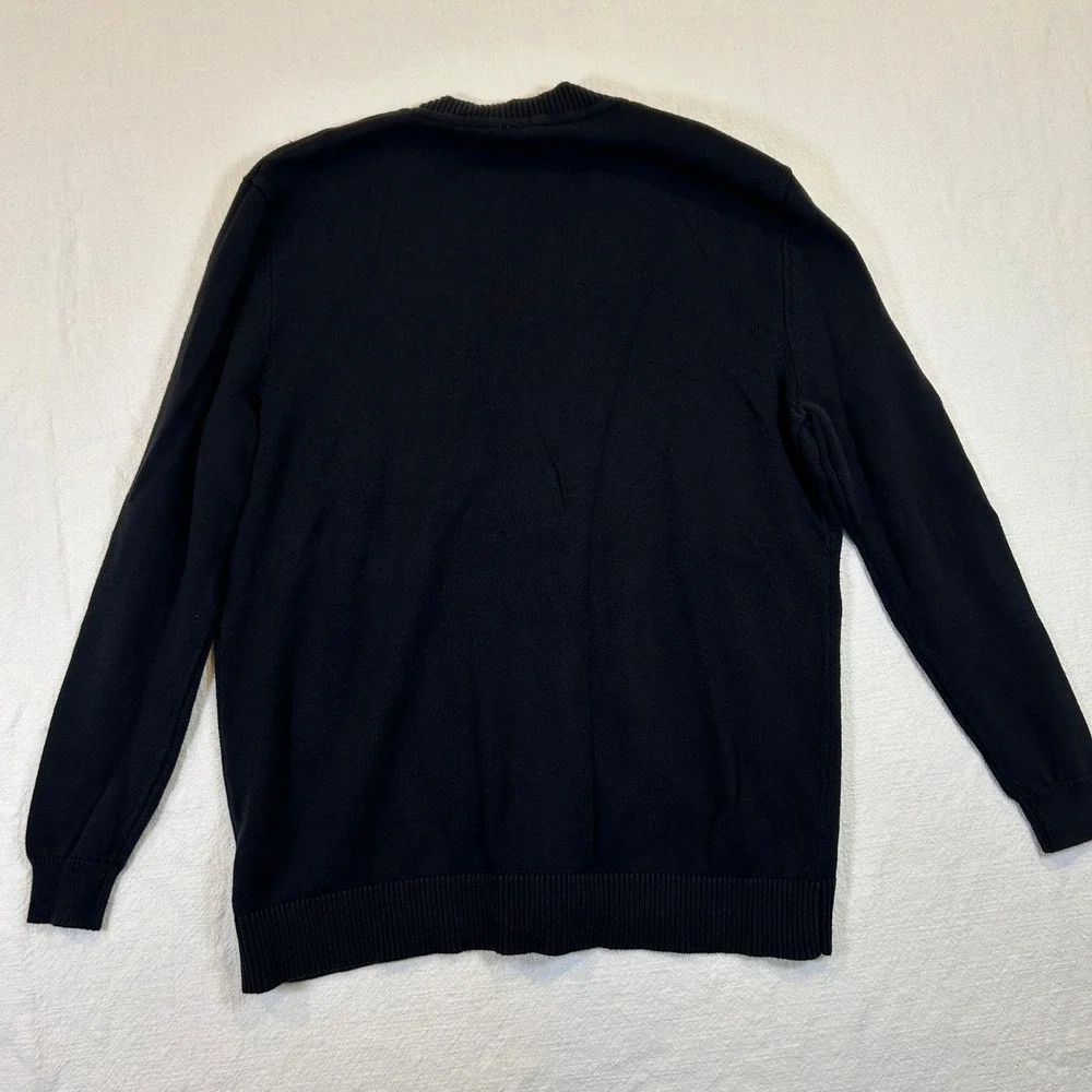 Tesla Motors Mens Black V-Neck Button Cardigan Sweater Logo Large TSL6403BK